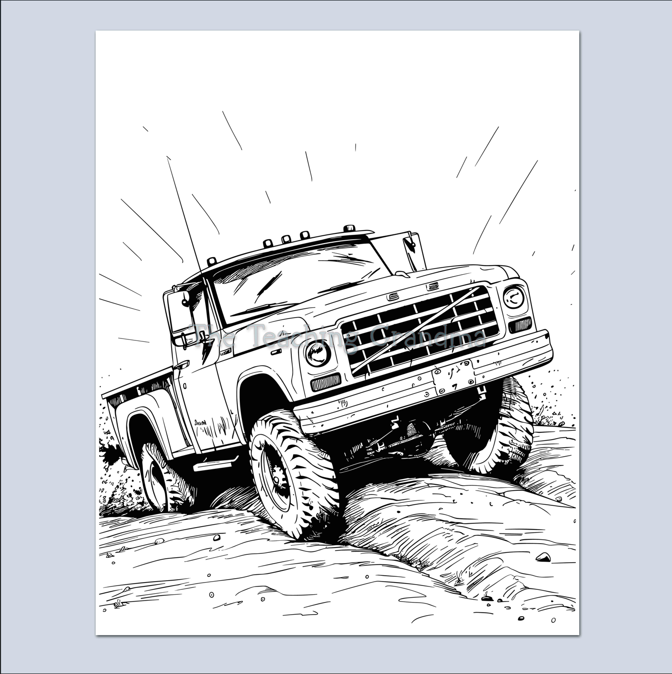 Jeep, Pickup and Gravel Truck Coloring Pages