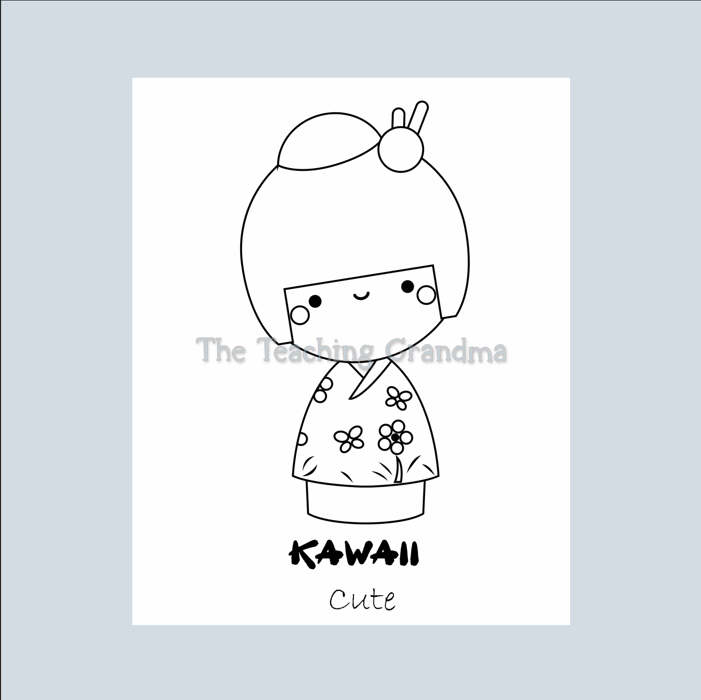 Japanese Kokeshi Dolls Coloring Pages