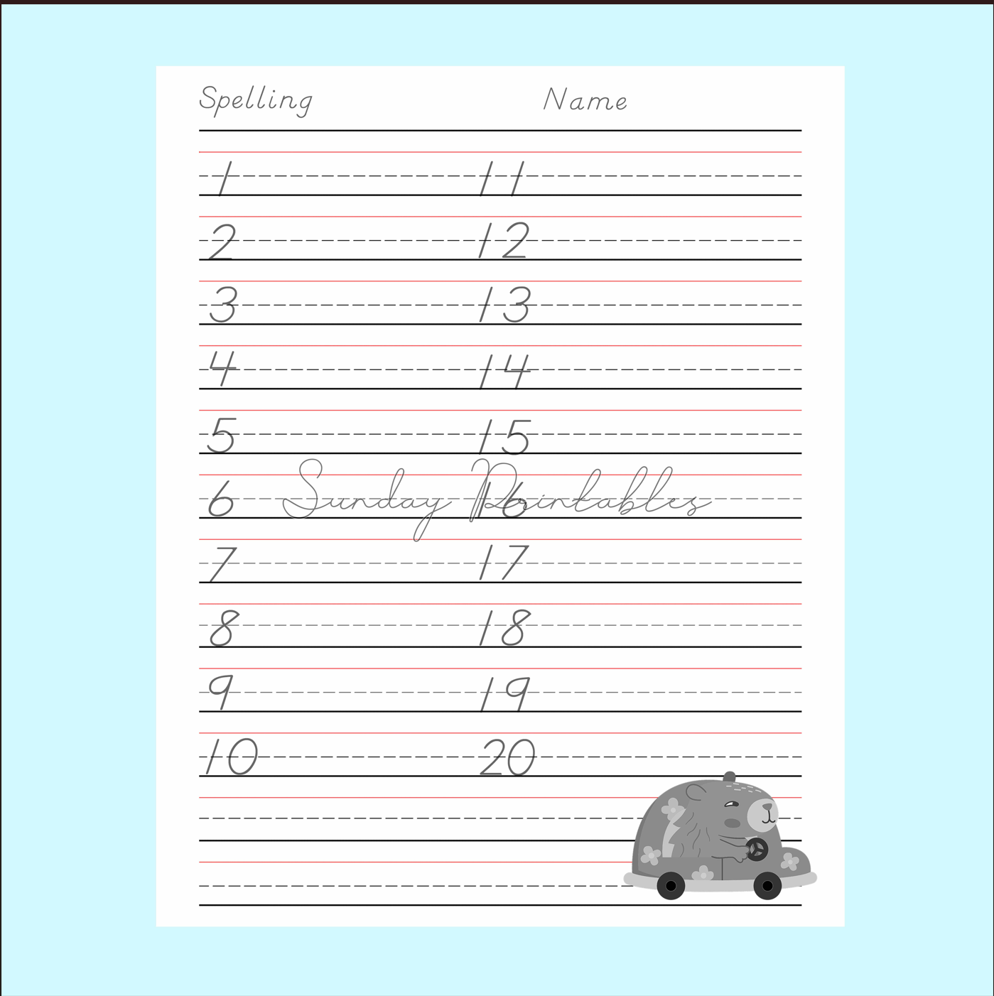 Spelling Practice and Test Sheets